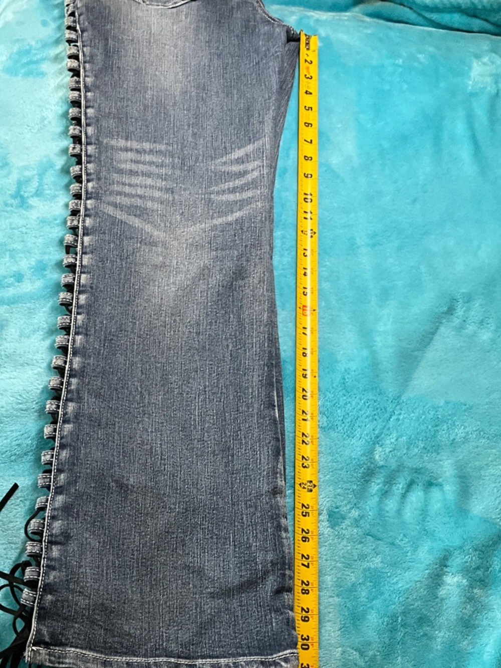 Platinum Plush Women's Blue Lace-Up Bootcut Jeans - Picture 6 of 10